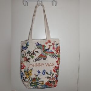 Johnny‎ Was California Tote Bag Colorful Floral Embroidered Phoenix Design